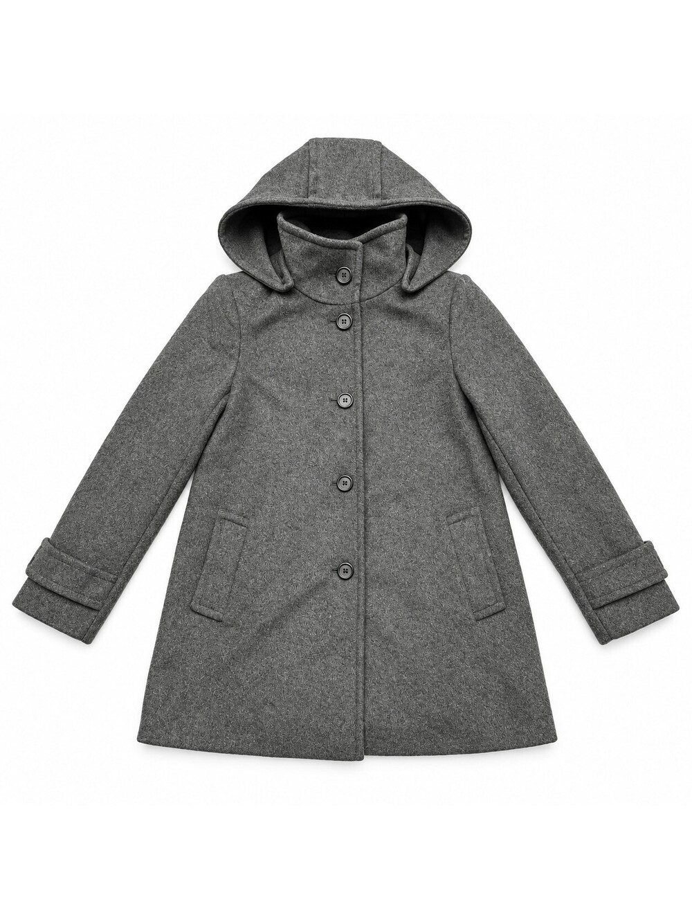 Lauren Ralph Lauren Womens Small Gray Removable Hooded A-Line Button Coat NWT